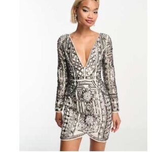 ASOS Black and Silver Long Sleeve Dress